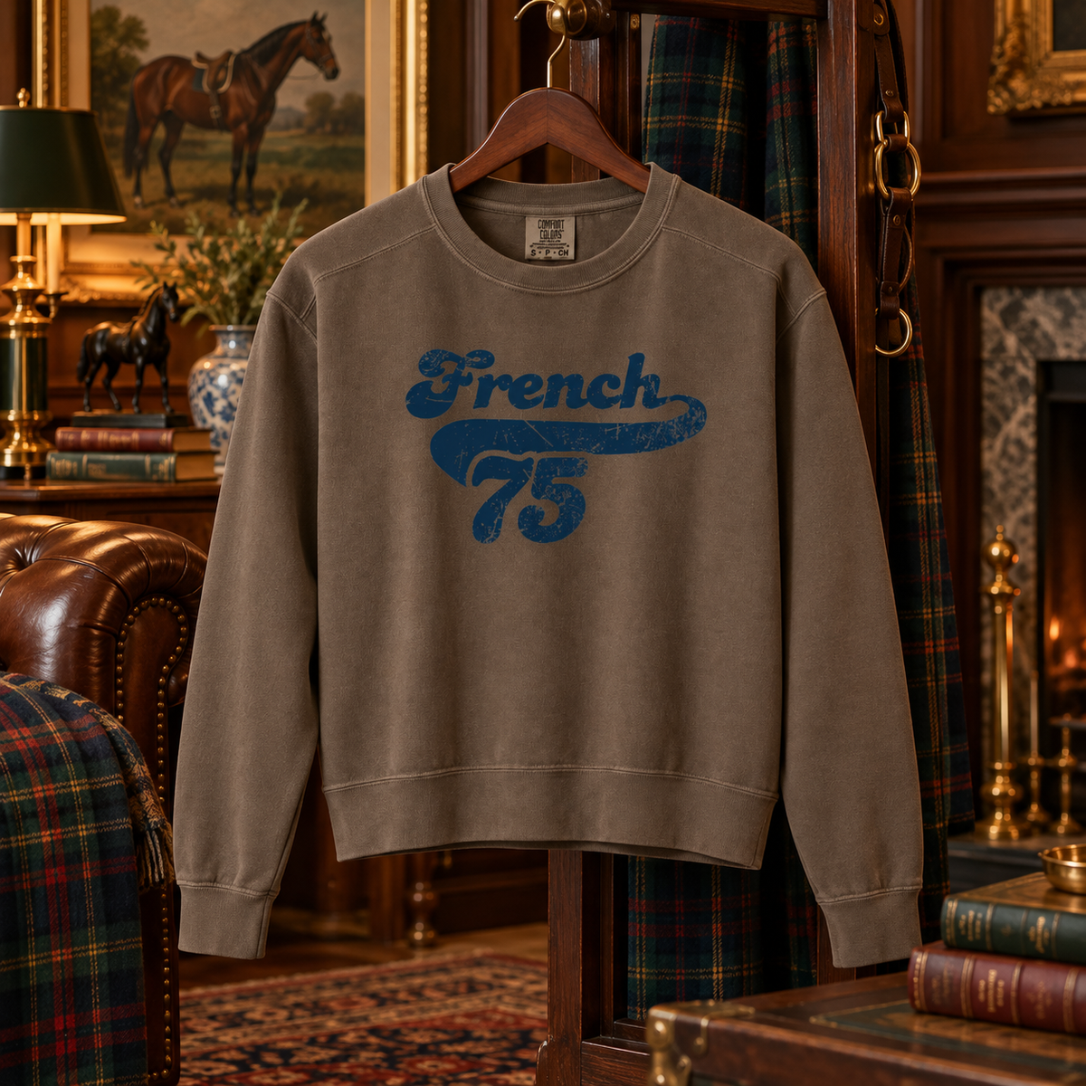 French 75 Vintage Cocktail Crewneck | Garment-Dyed Boxy Sweatshirt